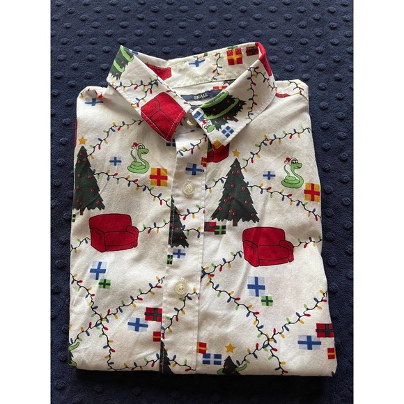 Men's American Rag Cartoon Christmas Tree Snake Shirt SZ S Cotton *READ - Picture 3 of 9